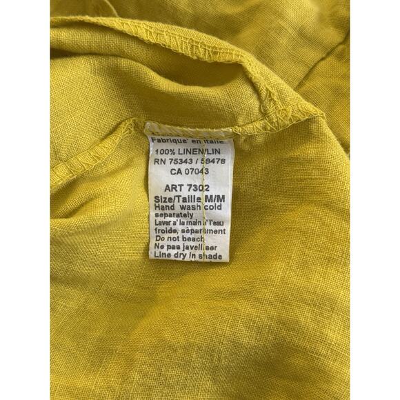 Terzo Millennio Tunic Top Women’s Med 100% Linen Yellow Minimalist Lagenlook NWT - Picture 4 of 5